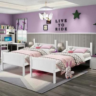 Twin Size Wooden Bunk Beds Convertible 2 Individual Beds