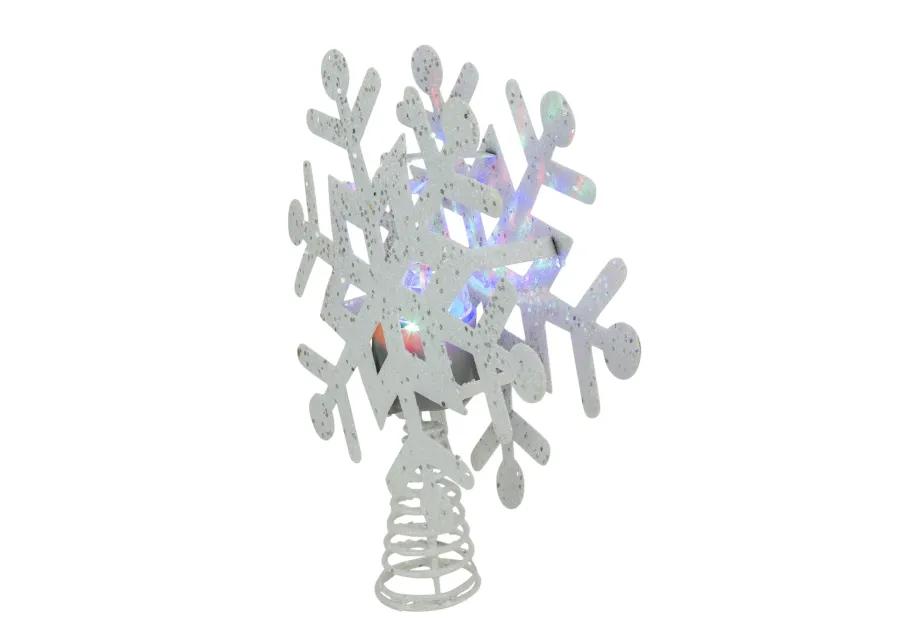 12" Lighted White Snowflake Christmas Tree Topper - Multicolor Lights