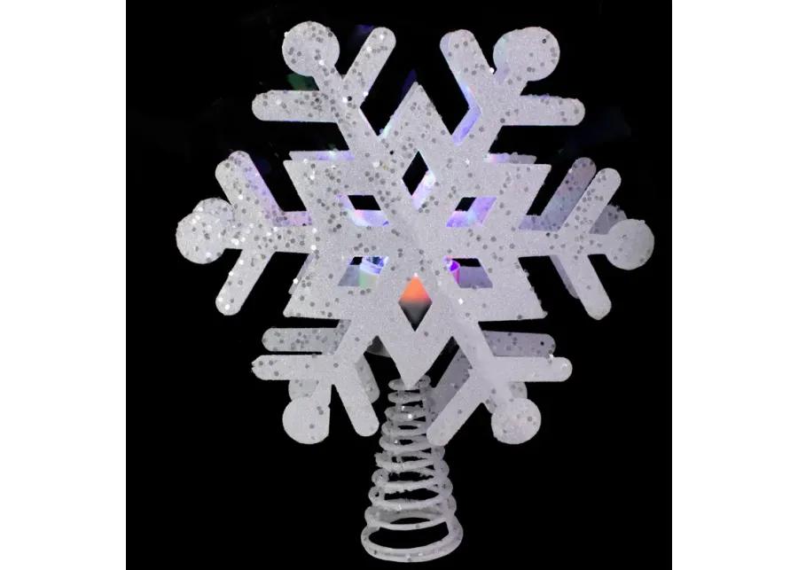 12" Lighted White Snowflake Christmas Tree Topper - Multicolor Lights