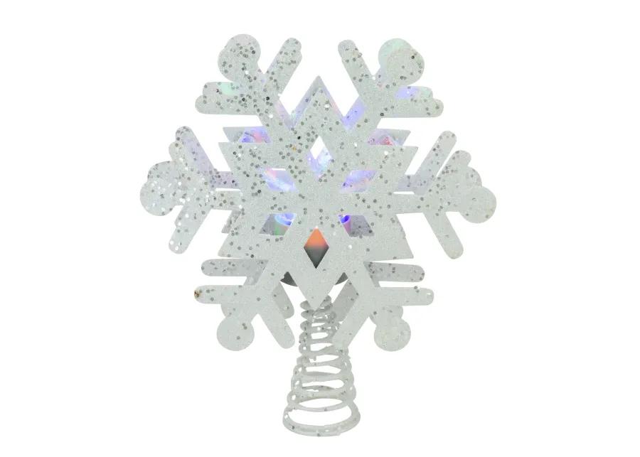 12" Lighted White Snowflake Christmas Tree Topper - Multicolor Lights