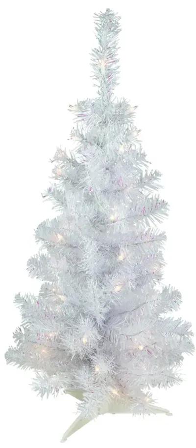 3' Pre-lit Rockport White Pine Artificial Christmas Tree  Clear Lights