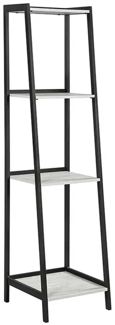 Api 69 Inch 3 Piece Ladder Desk Set, 1 Drawer, 7 Shelves, Gray, Black - Benzara