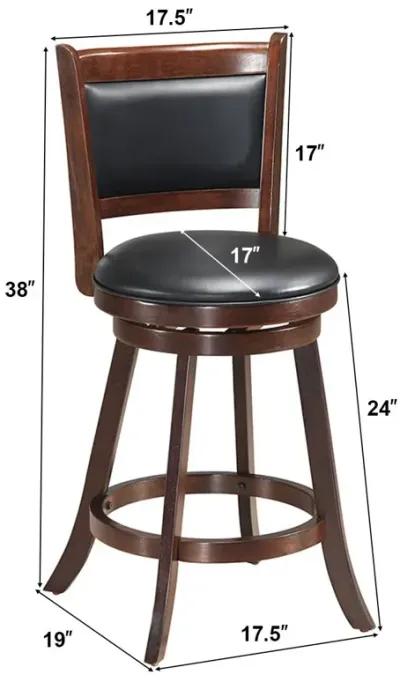 2 Pieces 24 Inch Swivel Counter Stool Dining Chair Upholstered Seat