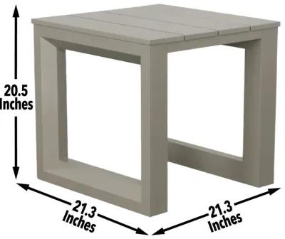 Versatile Patio End Table - Neutral Tones, Modern Geodesic Pattern - Rust-Resistant Aluminum, Scratch and Weather-Resistant