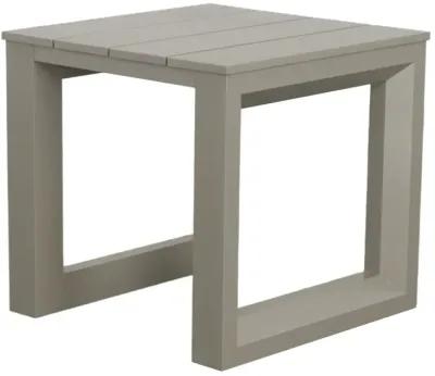 Versatile Patio End Table - Neutral Tones, Modern Geodesic Pattern - Rust-Resistant Aluminum, Scratch and Weather-Resistant