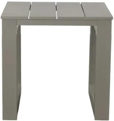 Versatile Patio End Table - Neutral Tones, Modern Geodesic Pattern - Rust-Resistant Aluminum, Scratch and Weather-Resistant