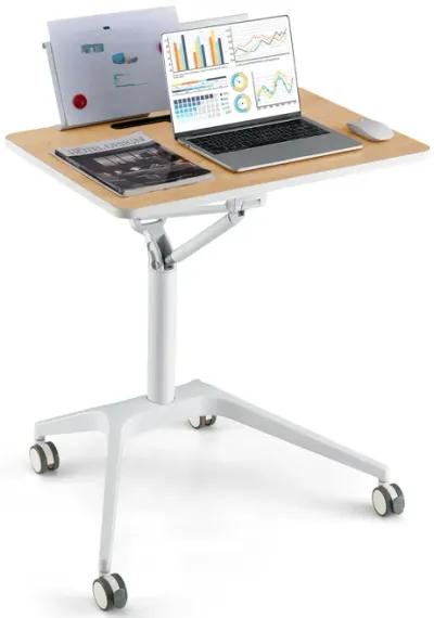 Height Adjustable Mobile Standing Desk with Detachable Holde