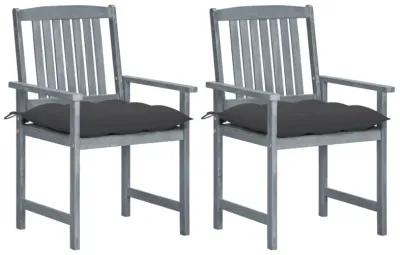 vidaXL Director's Chairs with Cushions 2 pcs Gray Solid Acacia Wood