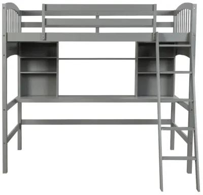 Merax Modern Loft Bed with Storage Shelves