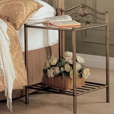 Sydney 2-shlef Nightstand Antique Brushed Gold