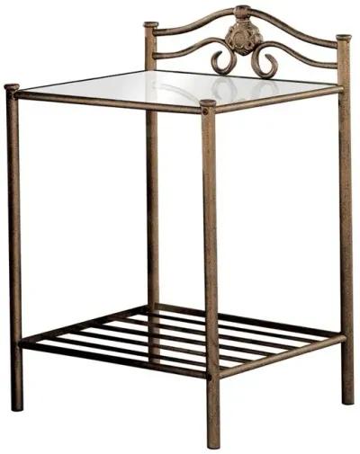 Sydney 2-shlef Nightstand Antique Brushed Gold