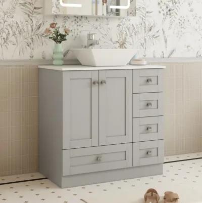 FUFU&GAGA Elegant Bathroom Vanity with Ample Storage - 30"W x 18.1"D x 33.9"H, Gray