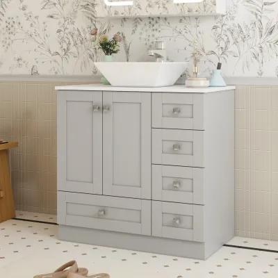 FUFU&GAGA Elegant Bathroom Vanity with Ample Storage - 30"W x 18.1"D x 33.9"H, Gray