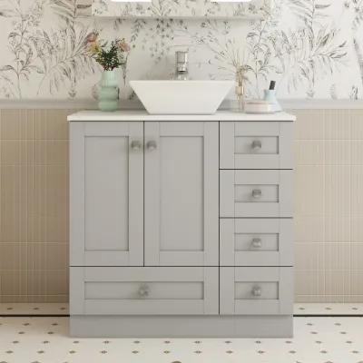 FUFU&GAGA Elegant Bathroom Vanity with Ample Storage - 30"W x 18.1"D x 33.9"H, Gray