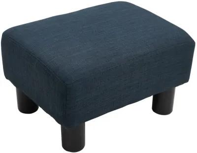 16" Cube Modern Linen Fabric Pouf Footrest Ottoman - Dark Blue