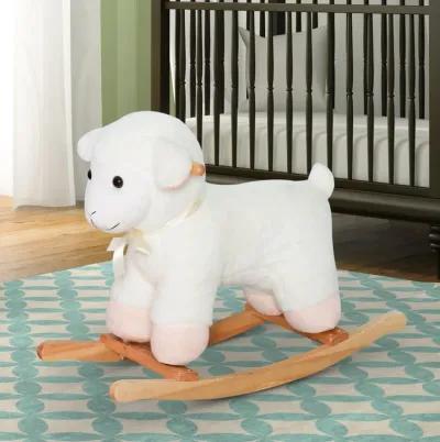 Woolly Wonder: White Wooden Lamb Rocking Horse for Kids