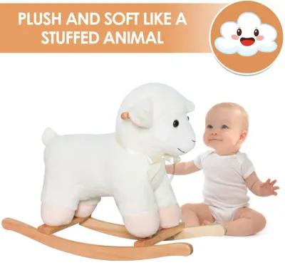 Woolly Wonder: White Wooden Lamb Rocking Horse for Kids