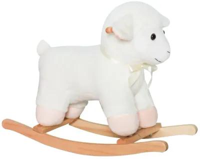 Woolly Wonder: White Wooden Lamb Rocking Horse for Kids