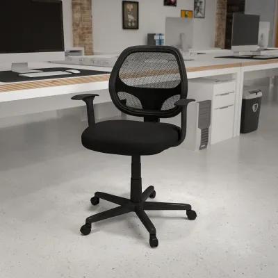 Flash Fundamentals Mid-Back Gray Mesh Swivel Ergonomic Task Office Chair with Arms