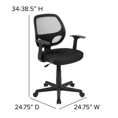 Flash Fundamentals Mid-Back Gray Mesh Swivel Ergonomic Task Office Chair with Arms