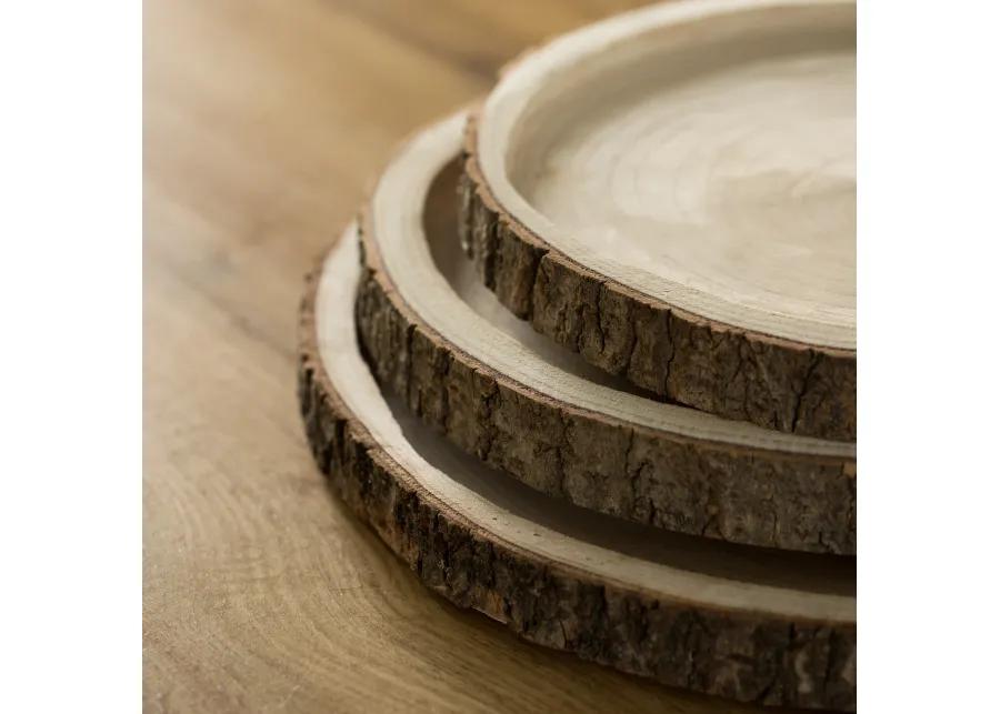 Natural Wooden Bark Round Slice 14 inch Tray, Rustic Table Charger Centerpiece