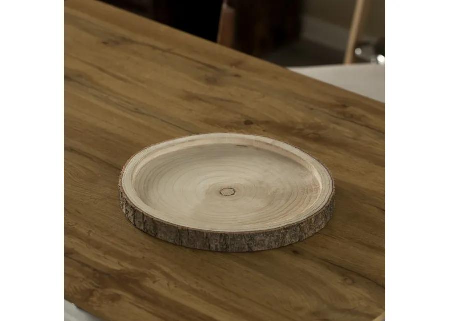 Natural Wooden Bark Round Slice 14 inch Tray, Rustic Table Charger Centerpiece