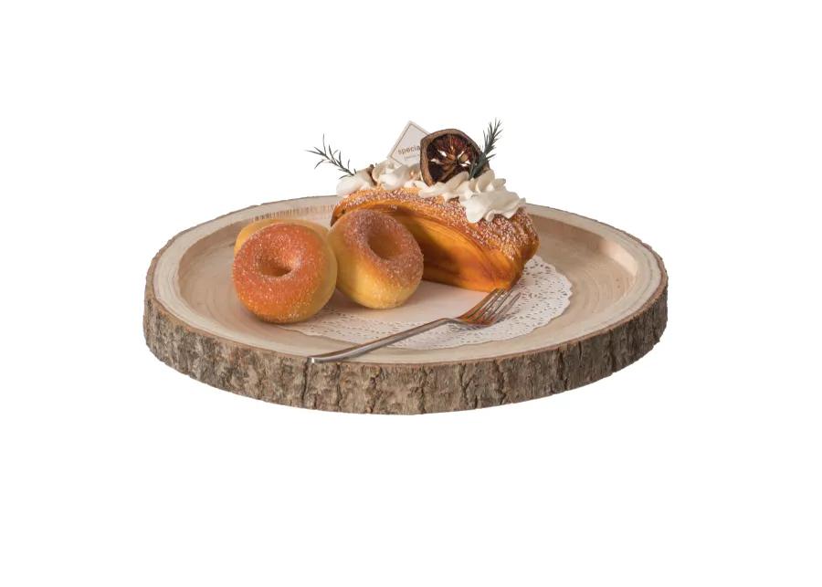 Natural Wooden Bark Round Slice 14 inch Tray, Rustic Table Charger Centerpiece