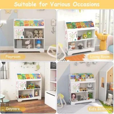 Hivvago Kids Toy Storage Organizer with Book Shelf and Storage Cabinet