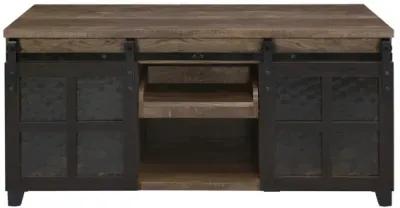 Nineel Coffee Table, Obscure Glass, Rustic Oak & Black Finish