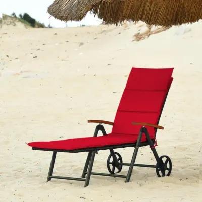 Hivvago Outdoor Chaise Lounge Chair Rattan Lounger Recliner Chair-Beige