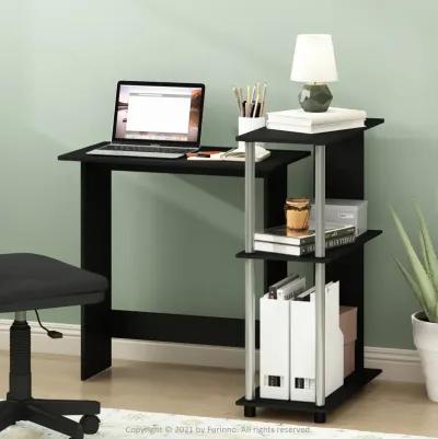 Furinno Furinno Abbott Corner Computer Desk with Bookshelf  Americano/Stainless Steel