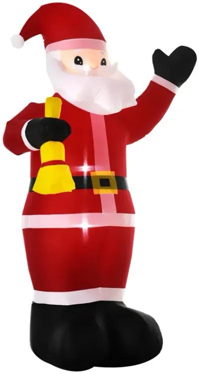 8FT Outdoor Lighted Inflated Xmas Holiday Yard Decoration, Santa Claus with Bell