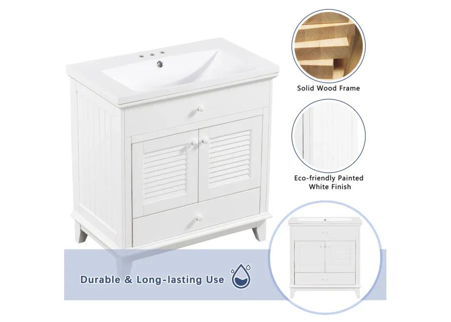 30" Bathroom Vanity Base Without Sink, Bathroom Cabinet With Two Doors And One Drawer