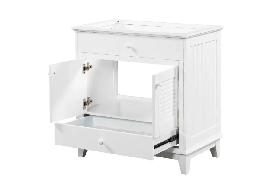 30" Bathroom Vanity Base Without Sink, Bathroom Cabinet With Two Doors And One Drawer