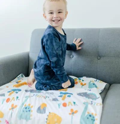 Honey Lemonade - Premium Baby & Toddler Minky Blanket (Dinoland Blue)