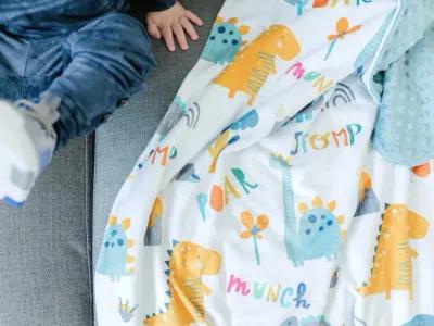 Honey Lemonade - Premium Baby & Toddler Minky Blanket (Dinoland Blue)