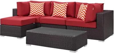 Convene Outdoor Sectional Set - Durable Rattan & Aluminum Frame - Weather-Resistant Cushions - Patio Sofa Set with Ottoman & Coffee Table