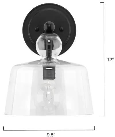 Hudson Glass Wall Sconce, Black