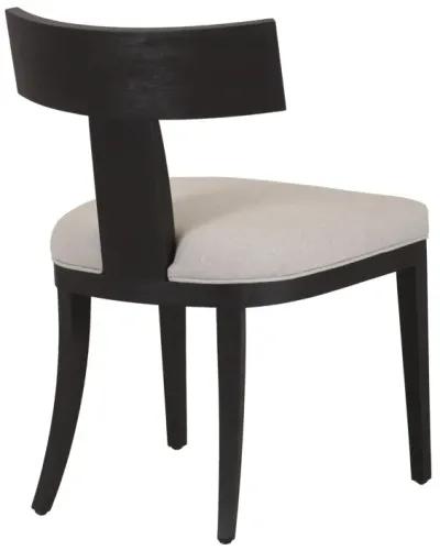 Cid Sten 21 Inch Dining Chair Set of 2, T Shape Back, Beige Linen, Black - Benzara