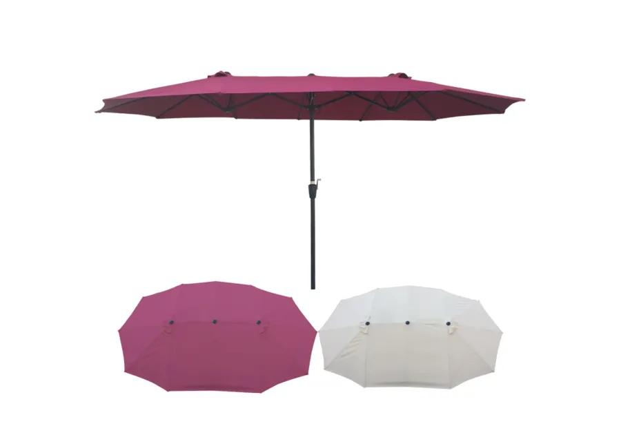 15Ftx9FtDouble-Sided Patio Umbrella Outdoor Market Table Garden Extra Large Waterproof Twin Umbrellas with Crank and Wind Vents for Garden Deck Backyard Pool Shade Outside Deck Swimming Pool