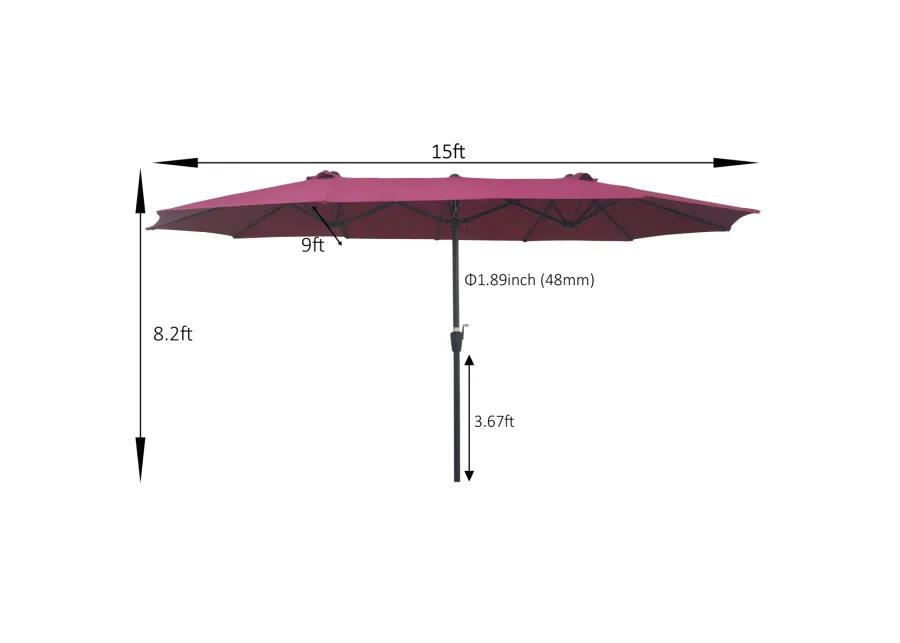 15Ftx9FtDouble-Sided Patio Umbrella Outdoor Market Table Garden Extra Large Waterproof Twin Umbrellas with Crank and Wind Vents for Garden Deck Backyard Pool Shade Outside Deck Swimming Pool