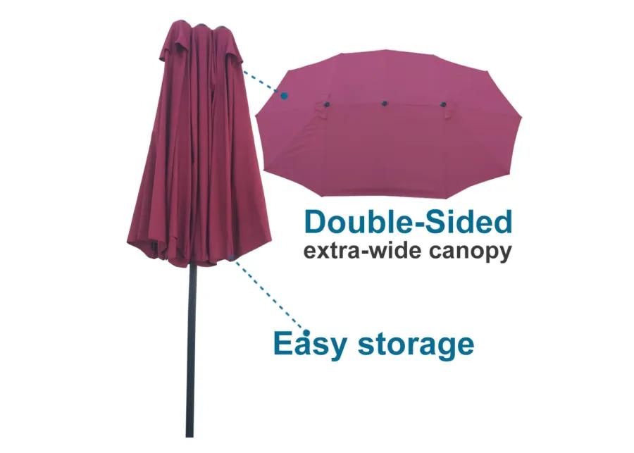 15Ftx9FtDouble-Sided Patio Umbrella Outdoor Market Table Garden Extra Large Waterproof Twin Umbrellas with Crank and Wind Vents for Garden Deck Backyard Pool Shade Outside Deck Swimming Pool