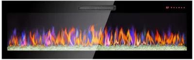 60" Wall-Mounted Electric Fireplace with Remote, LED Light Heater