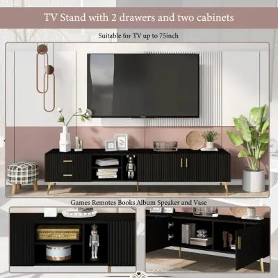 Modern TV Console Table TV Stand with Open Shelves