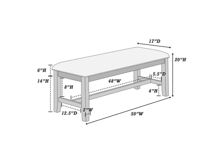 White Classic 1 Piece Bench Rubberwood Beige Fabric Cushion Seats Dining Room Furniture Bench
