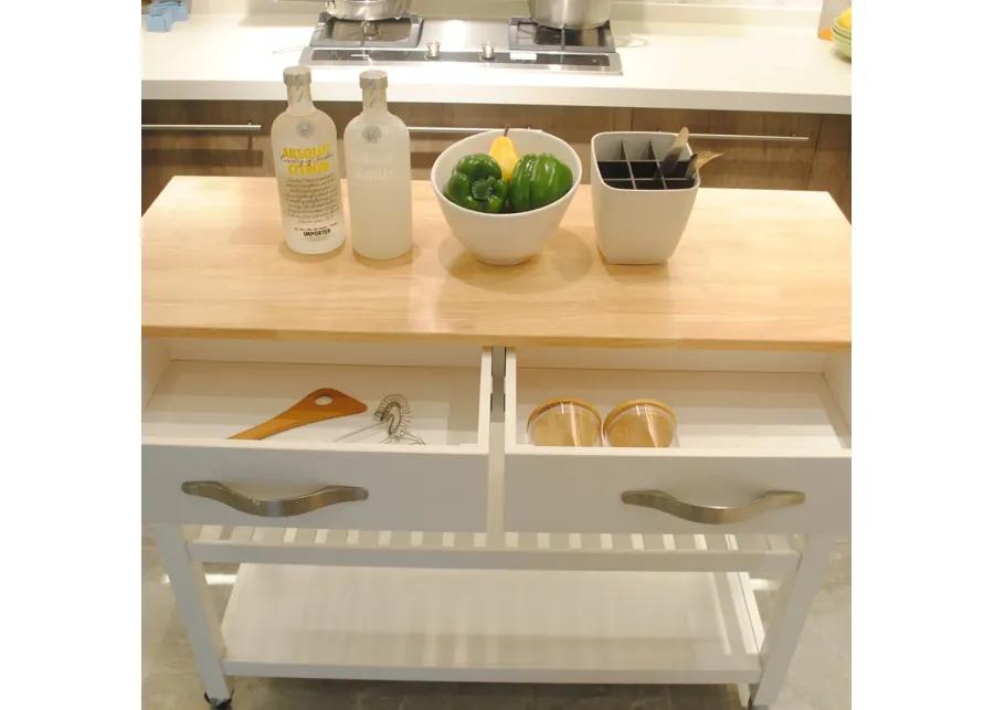 Mobile Kitchen Island with Rubberwood Top