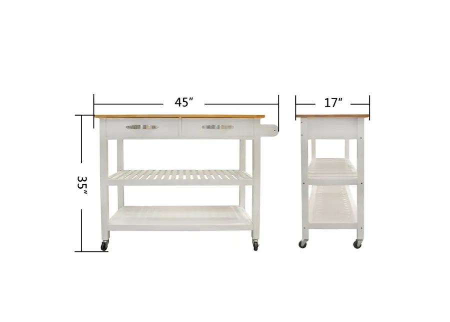 Mobile Kitchen Island with Rubberwood Top