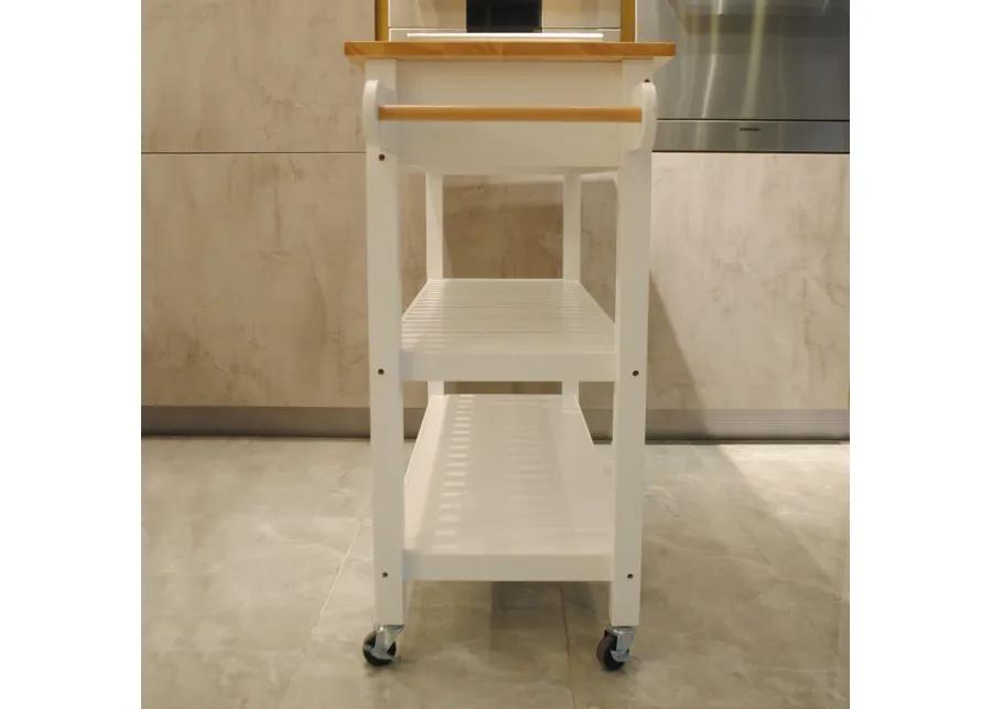 Mobile Kitchen Island with Rubberwood Top