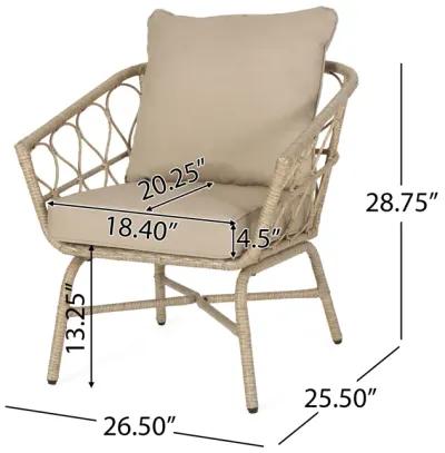 Merax 3 Pieces Outdoor PE Rattan Seating Chat Set