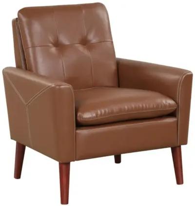 Hivvago Modern PU Leather Accent Chair with Solid Wood Legs-Brown